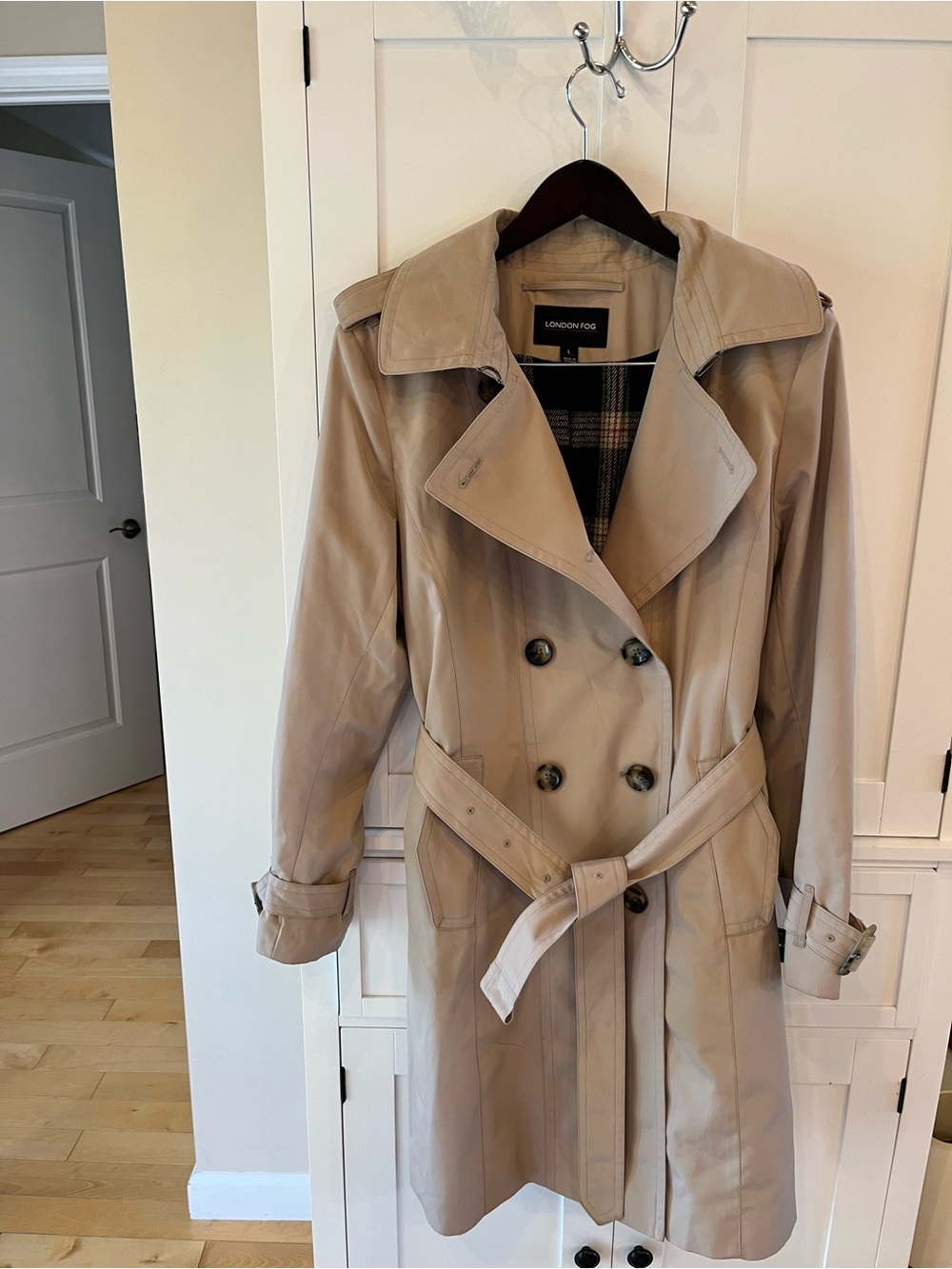 London Fog Women's Tan Trench Coat with Belt